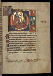 Psalm 26, initial D, David harping before Saul, illustration from the 